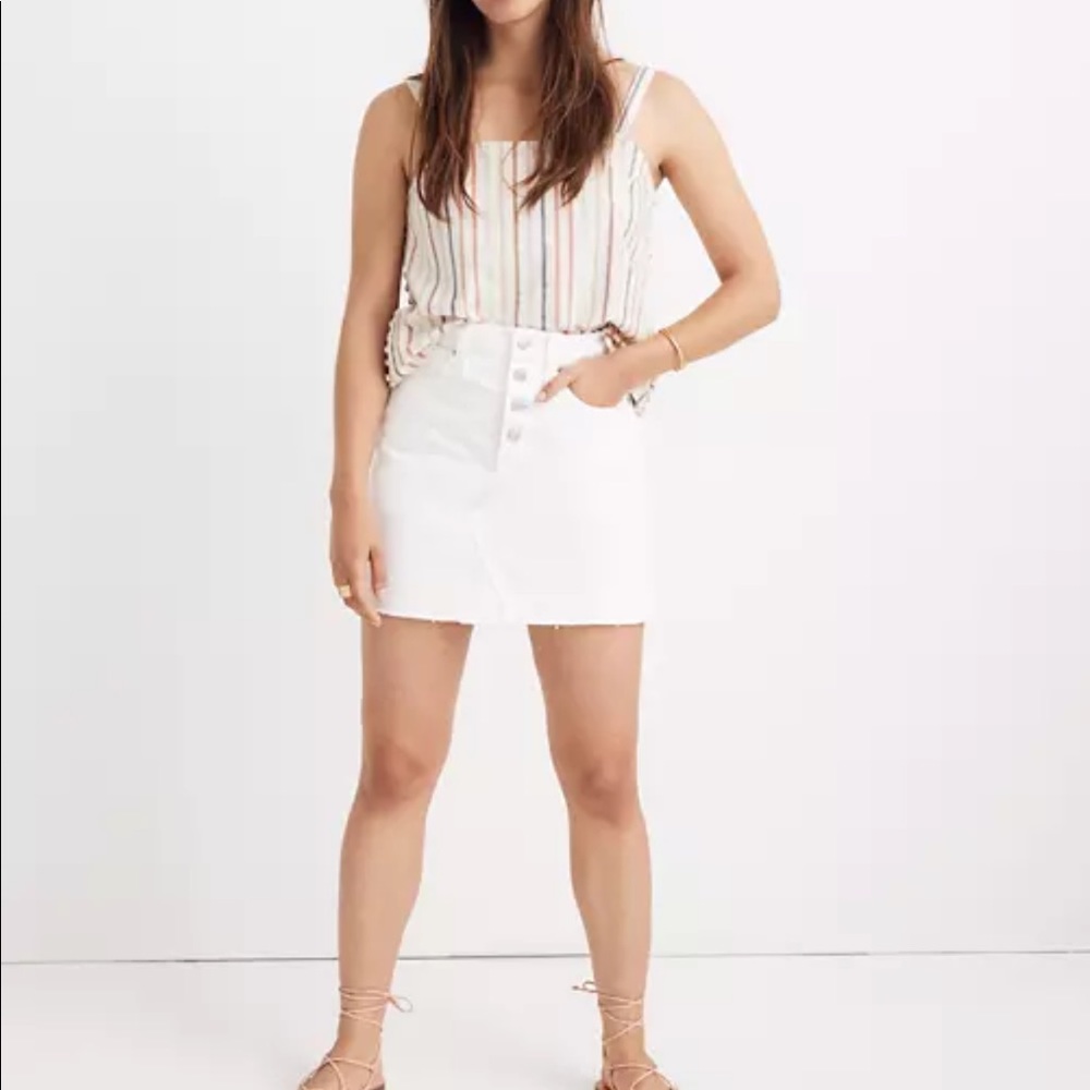 Madewell white denim skirt